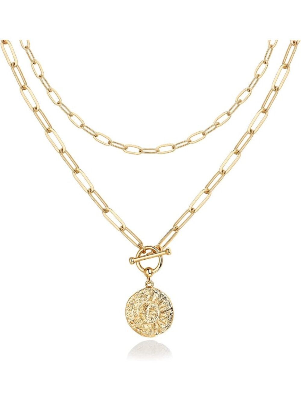 Dainty Gold Layered Necklaces for Women, 14K Plated Pendant Stack Jewelry
